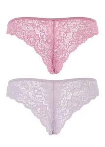 Slip Brasiliana con Pizzo Lilla/Rosa | Cotonella  2Pz