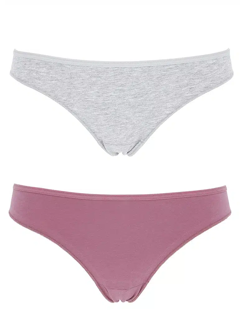 Slip Brasiliana con Pizzo Amaranto/Grigio | Cotonella - immagine 3