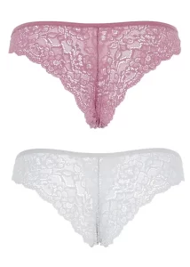 Slip Brasiliana con Pizzo Amaranto/Grigio | Cotonella