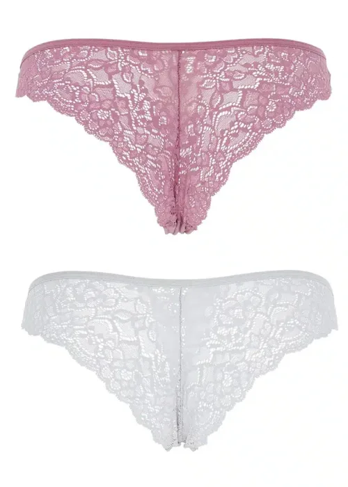 Slip Brasiliana con Pizzo Amaranto/Grigio | Cotonella