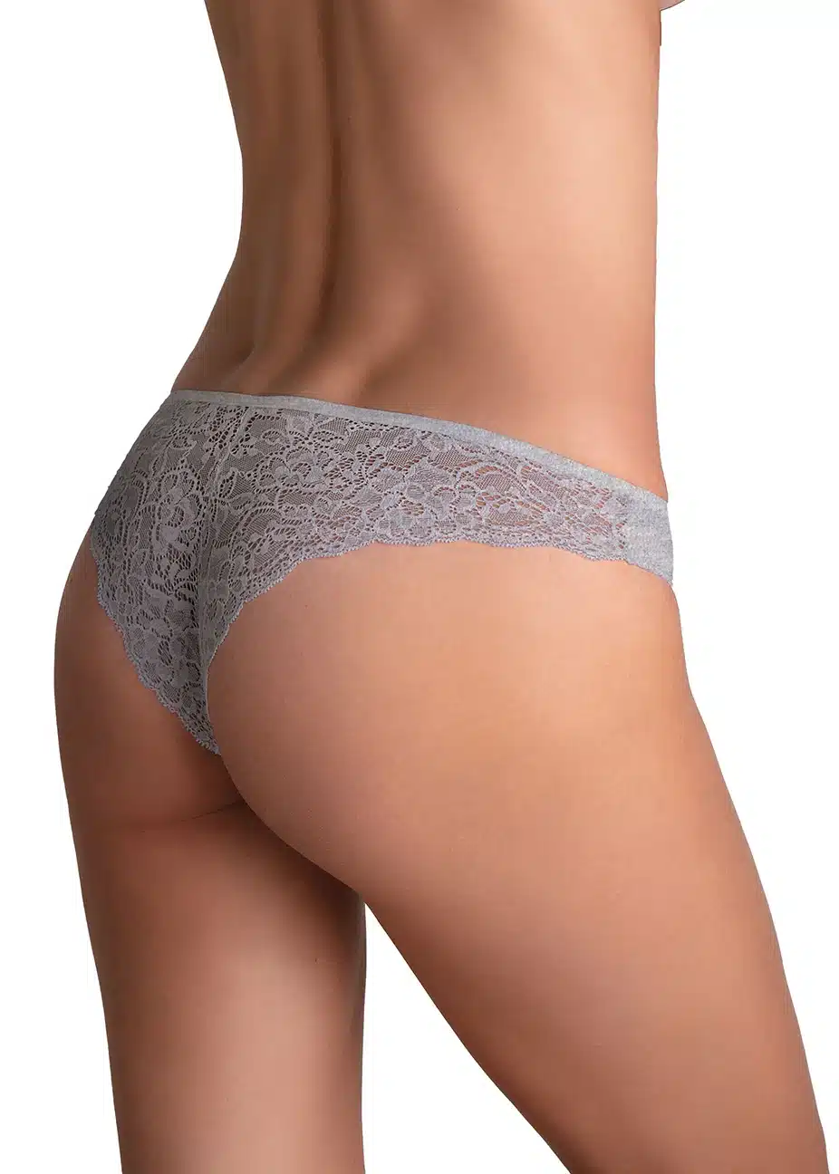 Slip Brasiliana con Pizzo Amaranto/Grigio | Cotonella - immagine 2