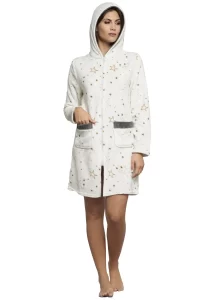 Vestaglia Donna Pile Coral con Cappuccio | Karel 3205