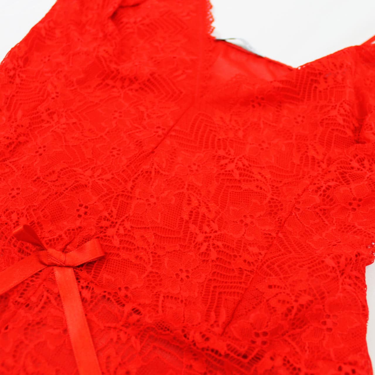 Body Donna in Pizzo e Tulle Rosso senza ferretto Jadea 4264 - immagine 2