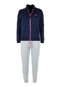 Tuta Donna Felpata Sportiva Navy Grigio Aki 21723