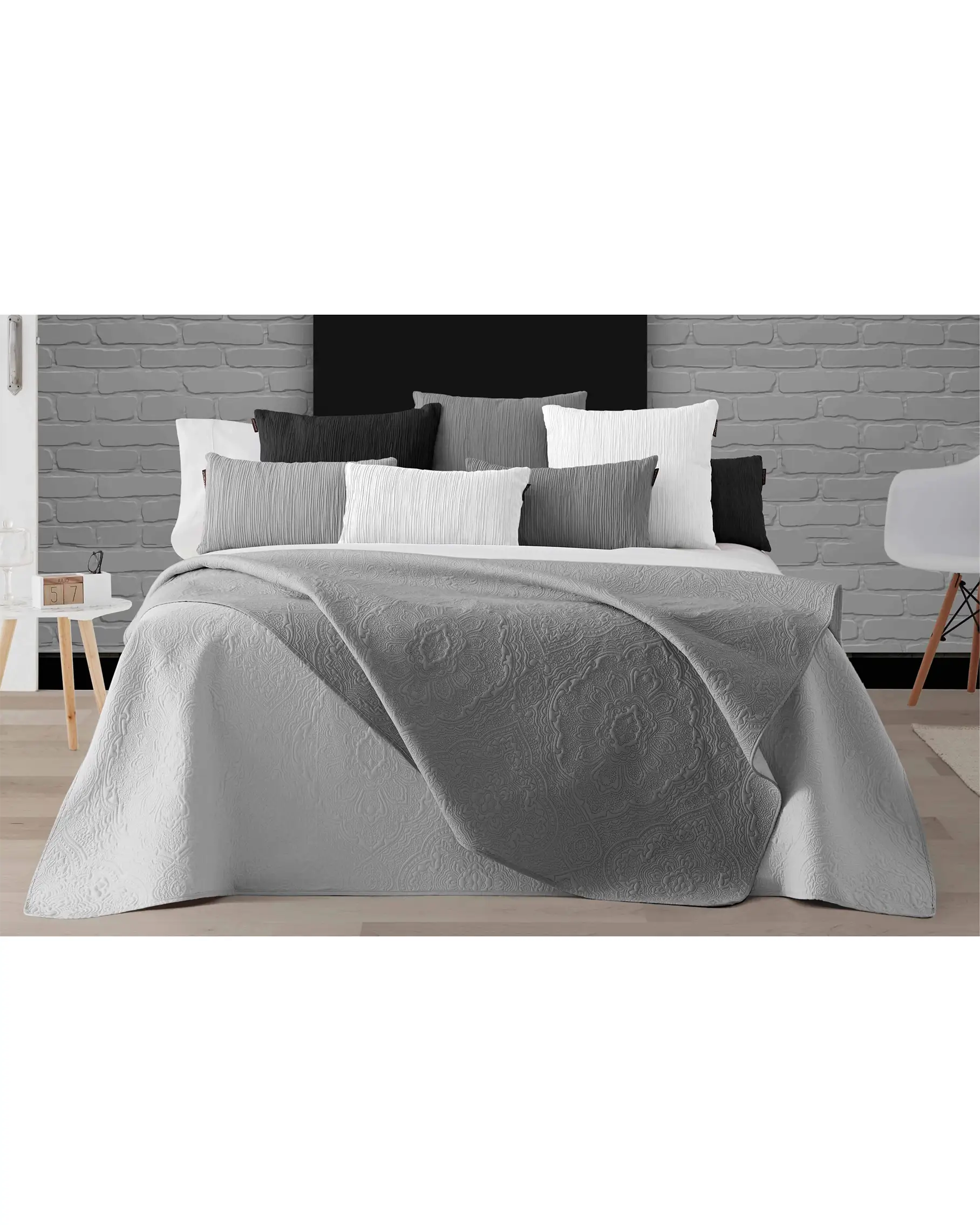 Copriletto Matrimoniale Double face | Manterol Grigio