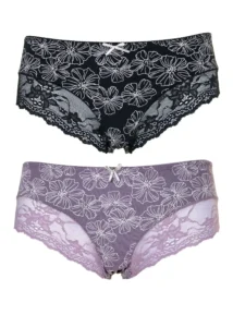 Slip Donna Midi Jadea con Merletto X2 Lavanda Nero 6156