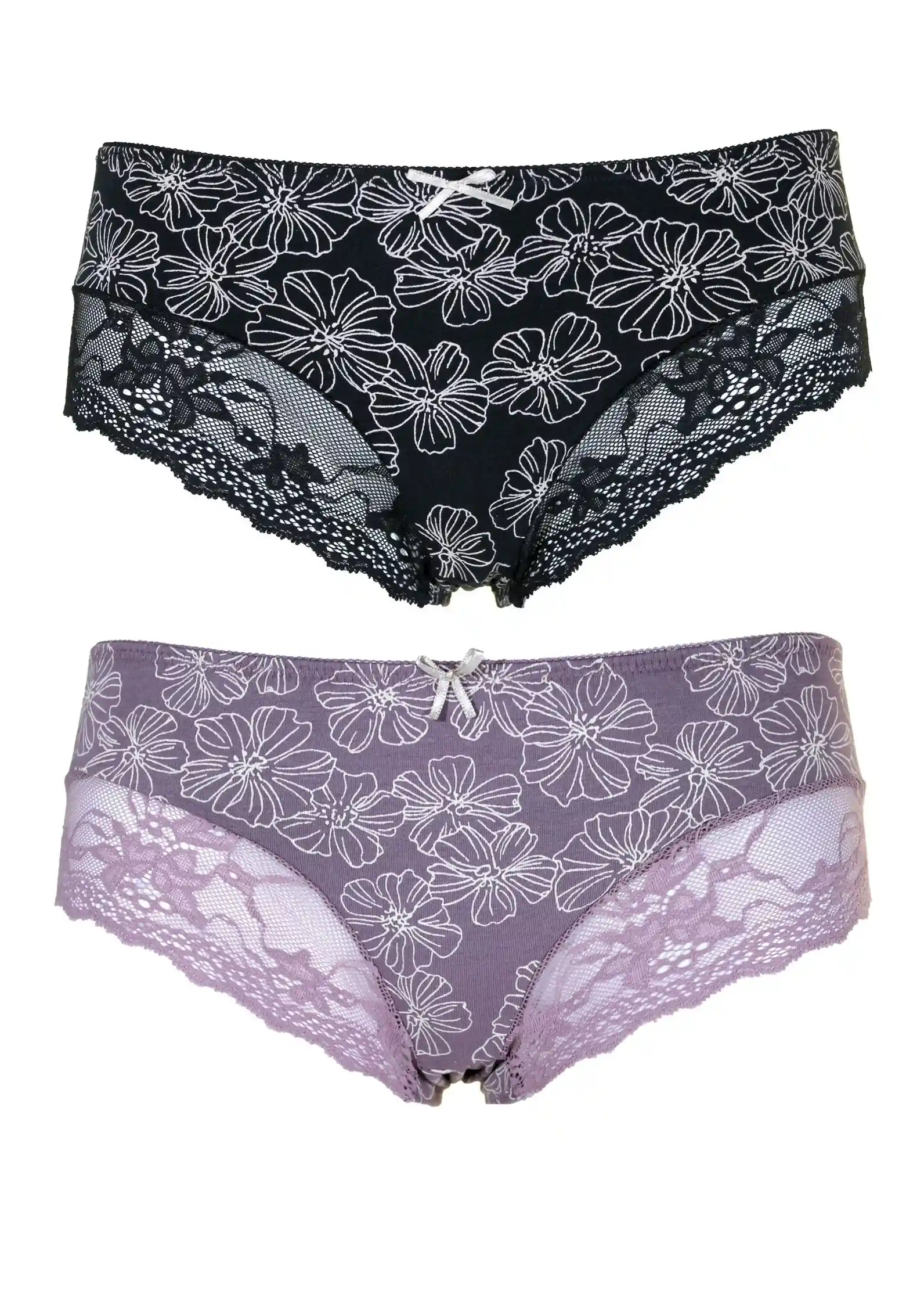 Slip Donna Midi Jadea con Merletto X2 Lavanda Nero 6156