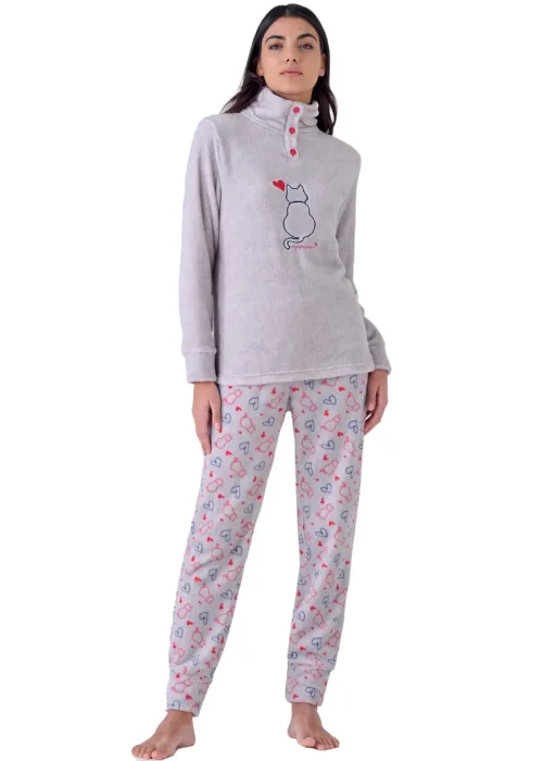 Pigiama Donna in Pile Coral Gattini Pigiamiamoci 964