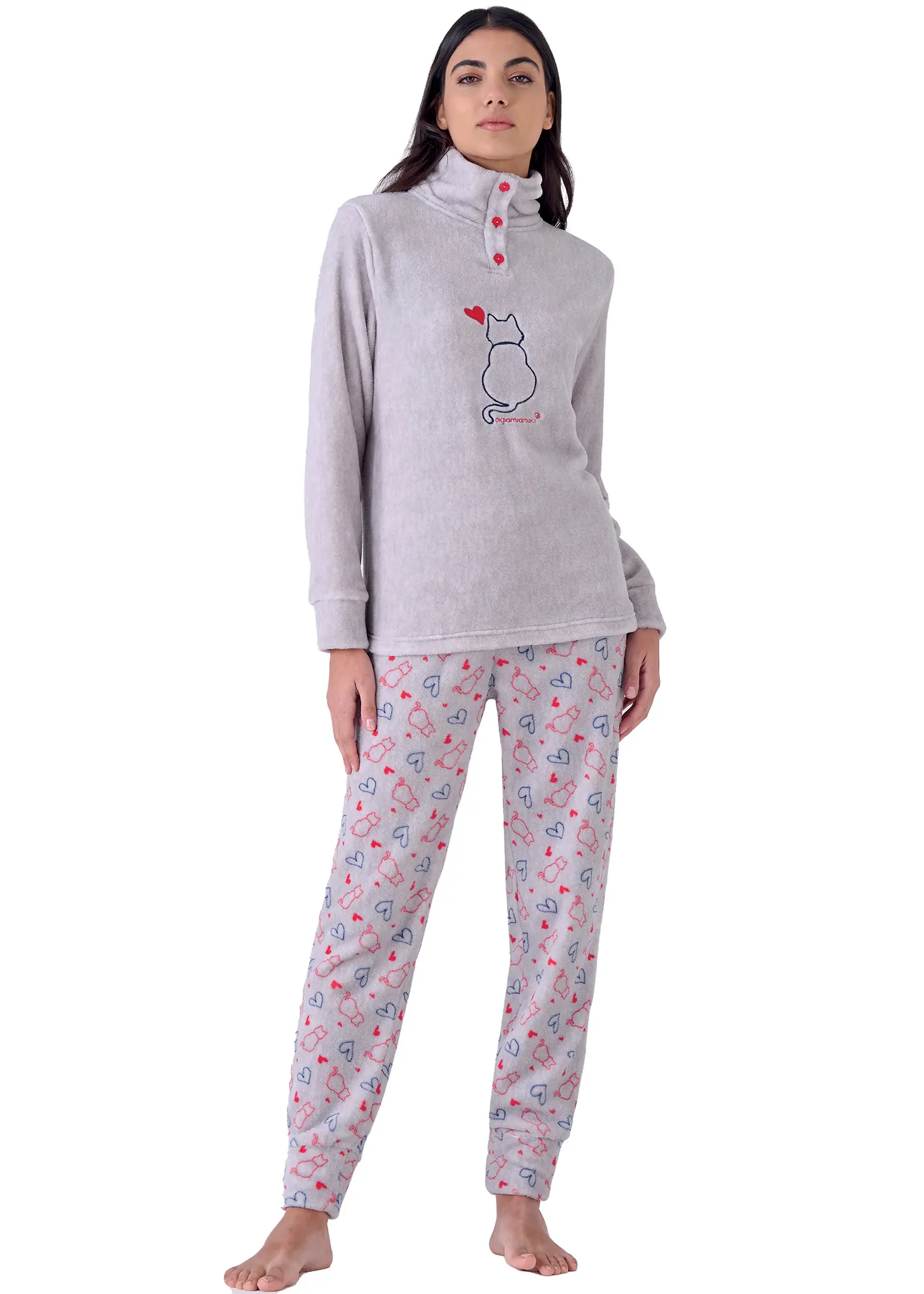 Pigiama Donna in Pile Coral Gattini Pigiamiamoci 964