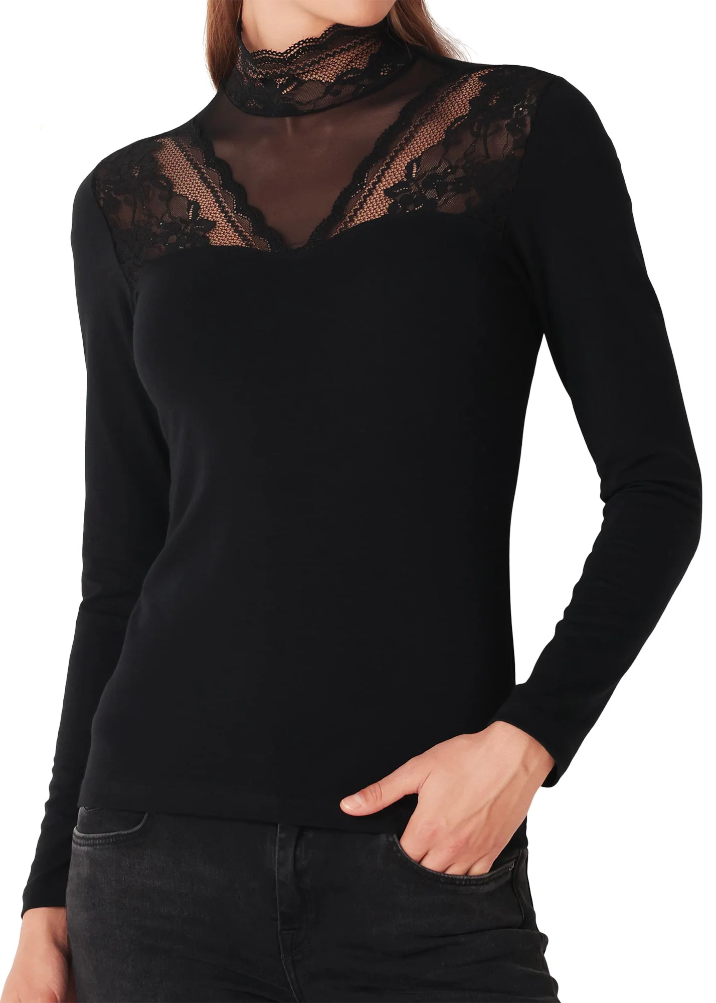 Maglia Lupetto Maniche Lunge Pizzo Cotonella