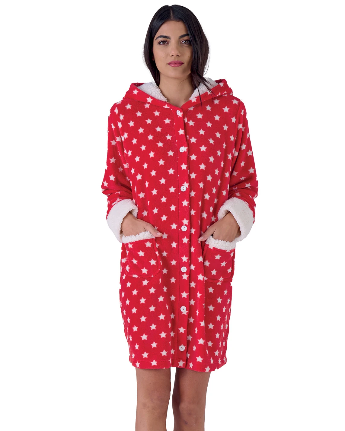 Vestaglia Donna pile Coral Fleece con Cappuccio