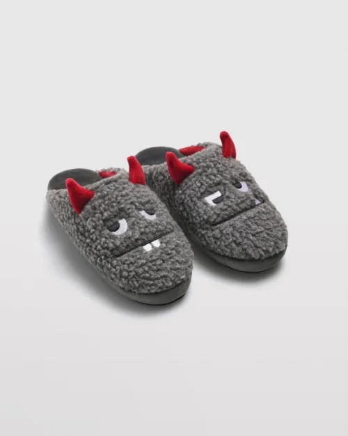 Pantofole Aperte da Bambino Grigio/Rosso Diavoletto