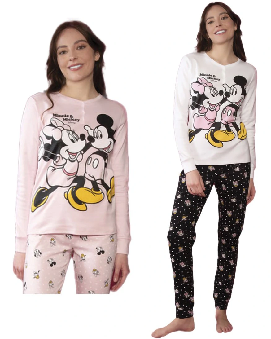 Pigiama Donna Personaggi in Caldo Cotone Minnie Mickey