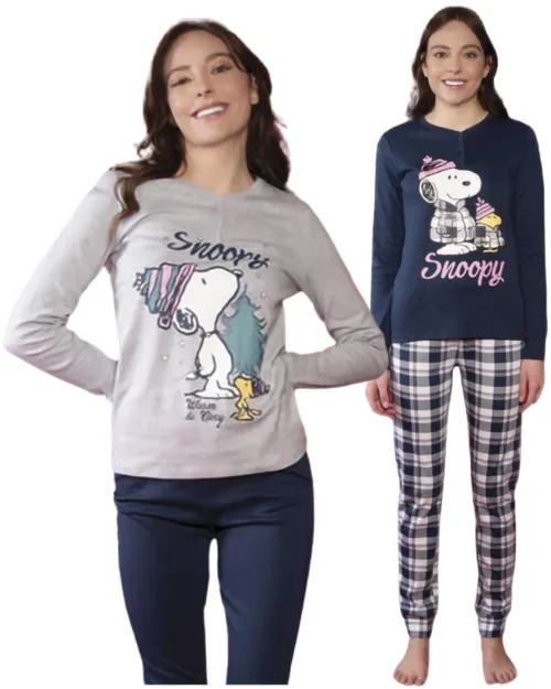 Pigiama Donna Snoopy in Caldo Cotone Sabor Personaggi
