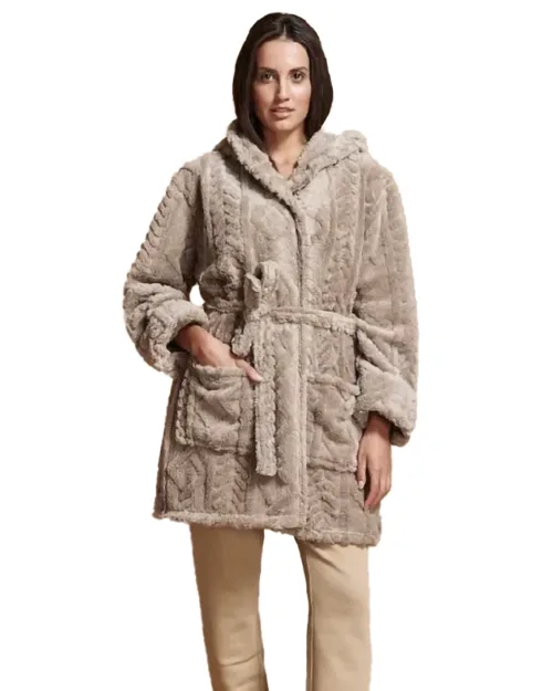 Vestaglia Donna Incrociata in Morbido Pile Coral THUN
