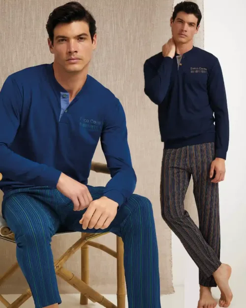 Pigiama Lungo Uomo in Cotone Enrico Coveri Gessato