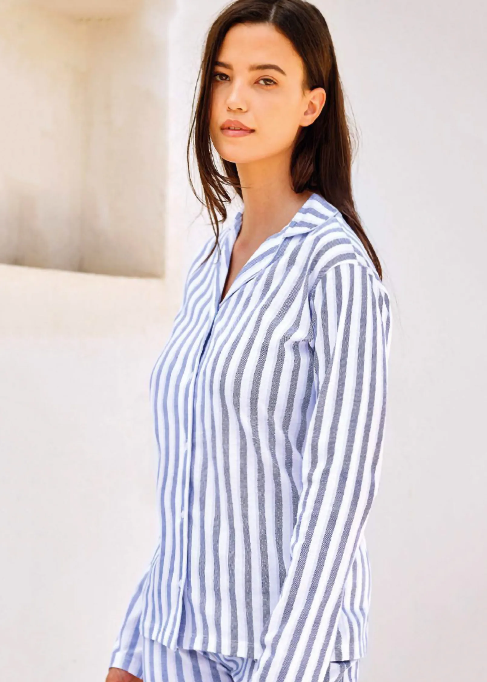 Pigiama Donna Cotone Leggero Jadea a Giacca stile Gessato - immagine 2