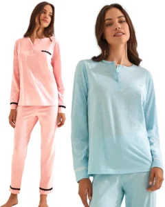 Pigiama Lungo Donna Cotone Leggero e Pizzo IlGranchio 5094