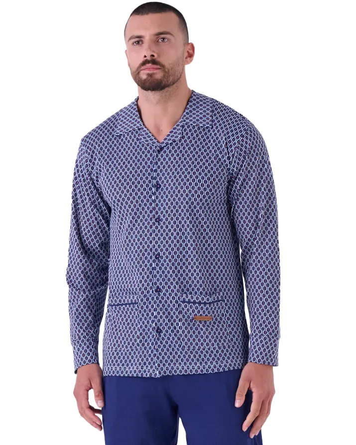 Pigiama Uomo Aperto Giacca Cotone leggero | Pigiamiamoci 3077 - immagine 2