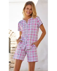 Pigiama Donna Jadea Corto in Cotone con Bottoni 3199