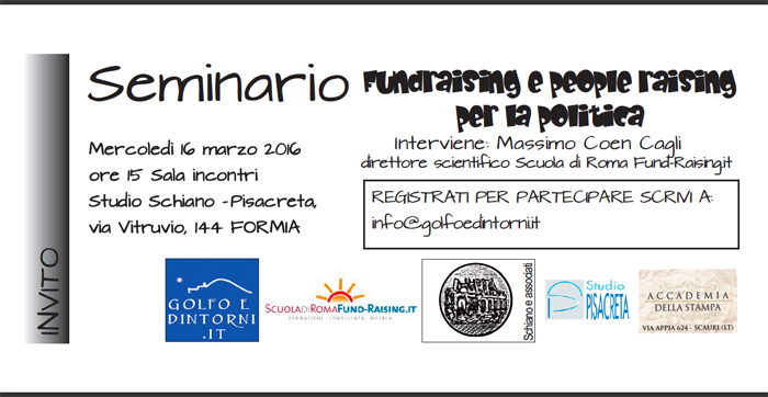 Fundraising e people raising per la politica: seminario gratuito a Formia