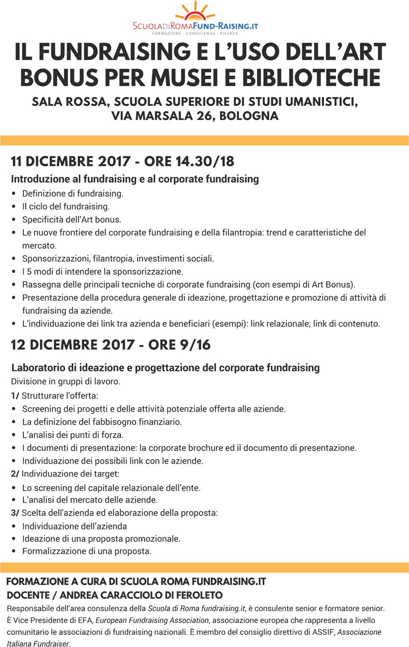 Programma del workshop su Art Bonus e biblioteche Programma del workshop su Art Bonus e biblioteche